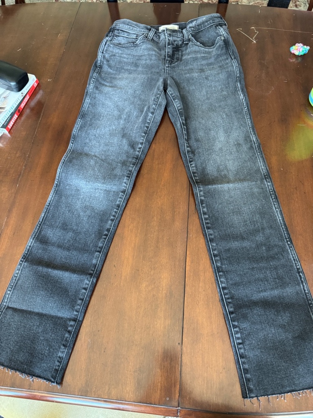 Women's Washed Black Straight-Leg Jeans
